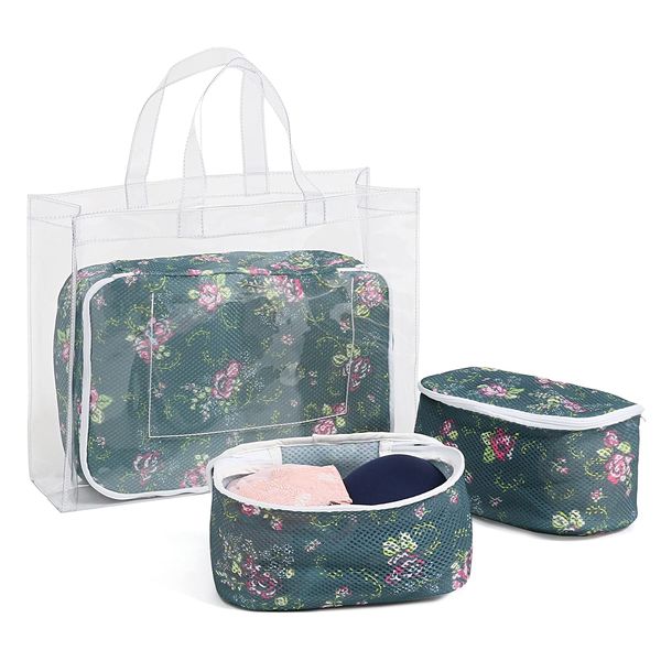 Astro 611-85 Spa Pouch, Rose Pattern, Set of 4, Plastic Bag, Spa Bag, Travel Pouch, Laundry Bag