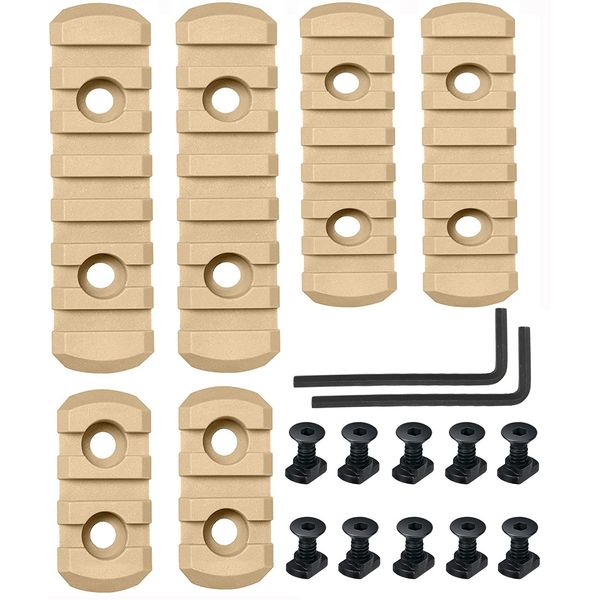 Polymer Picatinny Accessory Rail Single Picatinny Rail, 3-3-5-5-7-7 Slots Tan