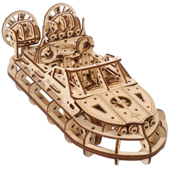 UGEARS Rescue Hovercraft - Boat Model Kits for Adults - 3D Wooden Puzzle Ship - Wood Model Boat Kits to Build - Premium Model Boats Kits with Intricate Design to Build for Adults