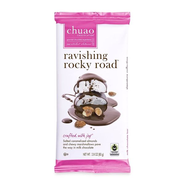 Chuao Chocolatier Ravishing Rocky Road Milk Chocolate Bars | Gourmet Almond Vegan Marshmallows Artisan No Preservatives 2.8 oz each | 4 Pack