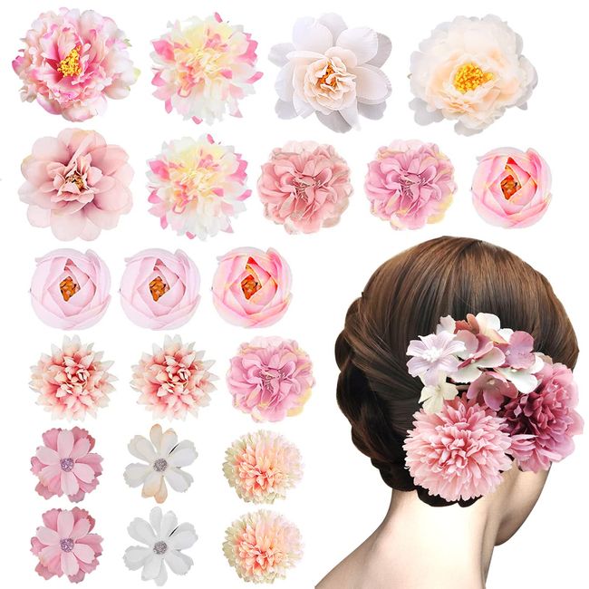 21 PCS Flower Hair Clips Rose Hair Clips Hair Barrettes for Women Flower Hair Accessories Boho Bride Claw Clip Hairpin Brooch Pin Headpiece for Girls Women