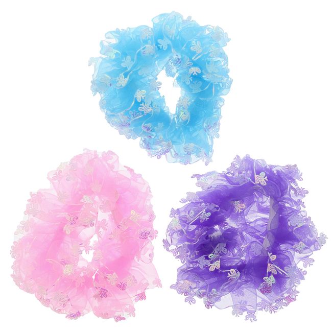 Zac's Alter Ego Set of 3 Assorted Pastel Ruffle Scrunchies with AB Butterflies