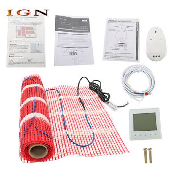 120V Floor Heating Mat 15 Sqft Electric Tile Radiant Warm Floor Heat Heated Kit