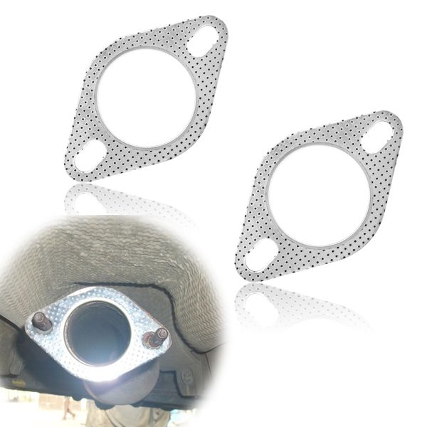 2 PCS Standard Exhaust Manifold Gasket 2.5" 2-Bolt Exhaust Flange Gasket Replacement Car Exhaust Gasket Car Accessories OEM#120-06310-0002 Made of High Temp Gasket Material