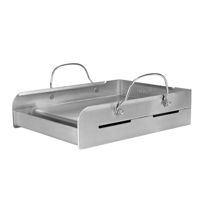 griddle-Q GQ120 100% Stainless Steel Medium-Sized Professional Griddle with  Even Heating Bracing and Removable Handles for Charcoal/Gas Grills