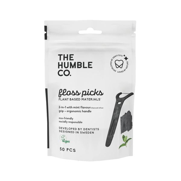 THE HUMBLE CO. Floss Picks Charcoal Pack of 50