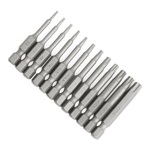 12PCS Steel Tamper Proof Security Drill Bit Set Torx Screwdriver Flat Head 1/4" Hex Accessory Kit Accessories
