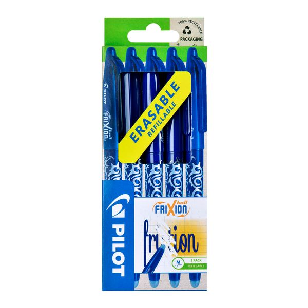 Pilot Frixion Erasable Rollerball Pen Set (Pack of 5) - Blue