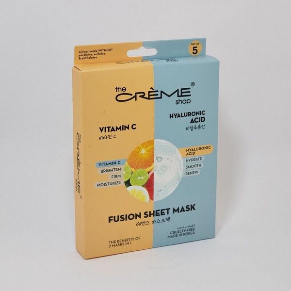 The Creme Shop Vitamin C + Hyaluronic Acid 2-in-1 Fusion Sheet Masks - 5 Sheets