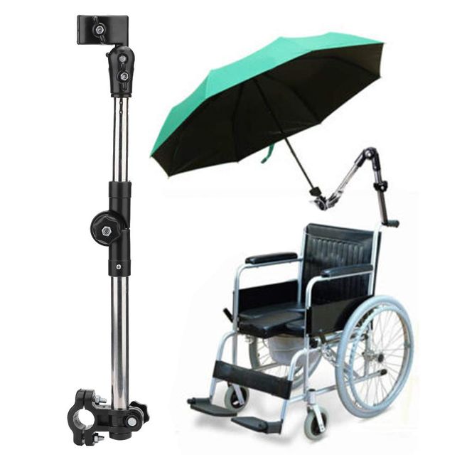 Wheelchair Umbrella Attachment, Simple Durable and Sturdy Ideal Wheelchair Umbrella Holder with ABS and Stainless Steel Material for Family for Bicycles