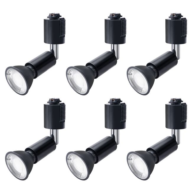 DiCUNO Duct Rail Spotlight E11 Base LED Bulb Lighting Bar Spotlight 6W 60W Halogen Bulb Equivalent, LED Spotlight, Daylight White, 5000k Duct Rail Fixture, Black, High Brightness, Wide Angle, Non-Dimmable, Pack of 6