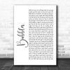Bubbles White Script Song Lyric Quote Print