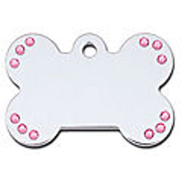 PINK SWAROVSKI CRYSTALS PERSONALIZED LG BONE PET ID TAG