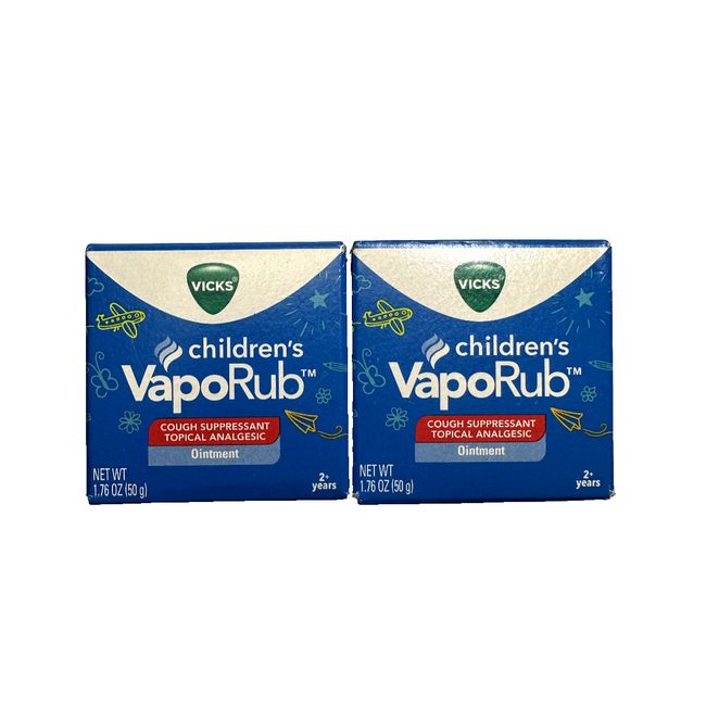 2X - Vicks Children's VapoRub, Chest Rub Ointment, 1.76 OZ