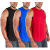 DEVOPS 3 Pack Men's Muscle Shirts Sleeveless Dry Fit Gym Workout Tank Top (Large, Black/Blue/Red)