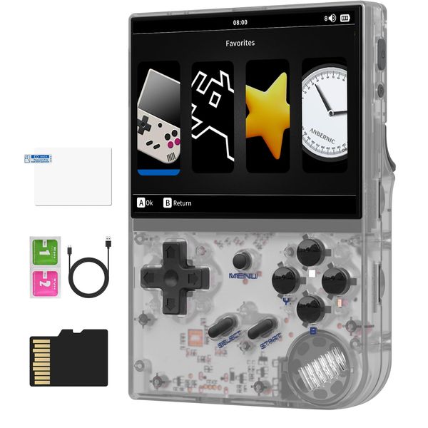 RG35XX 2024 Retro Handheld Game Console Linux System HD and TV Output 3.5 Inch IPS Screen 64G TF Card 5500+ Classic Games 2600mAh Battery( RG35XX 2024 White)