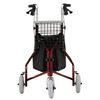 NOVA Traveler 3 Wheel Rollator Walker, All Terrain 8” Wheels, Includes Bag, Basket and Tray, Red