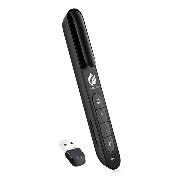 AMERTEER Wireless Presenter, No Laser, Remote Mouse Function, Indicator Stick, Control Range 32.8 ft (10 m)