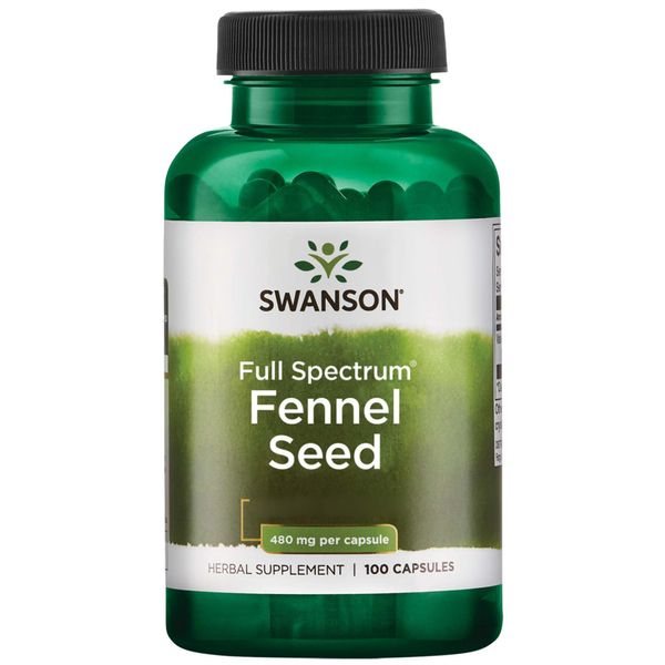 Swanson, Full Spectrum Fennel Seed, 480mg, 100 Capsules, Lab-Tested, Soy-Free, Gluten-Free, Non-GMO