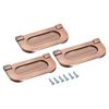 sourcing map Finger Flush Pull Handle 74x34x5mm Rectangle for Drawer Door Copper Tone 3pcs
