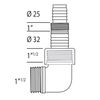 RIBIMEX PRRACRPVC Pump Outlet Connector