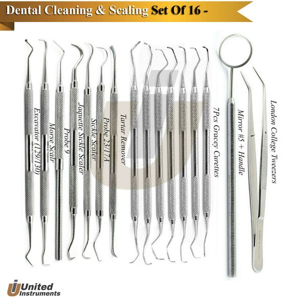 Basic Exam Tools Kit Dental Tartar Plaque Remover Probe Gracey Curette Excavator