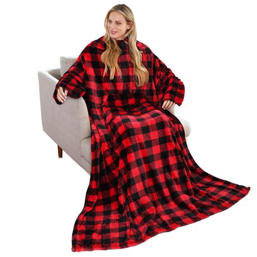 Solaris Wearable Blanket with Sleeves for Adults, Softness Comfort Warmth Fleece Gift for Women Men, Snuggy Body Throw TV Blanket for Home Office Lounge, Gift for Your Lover