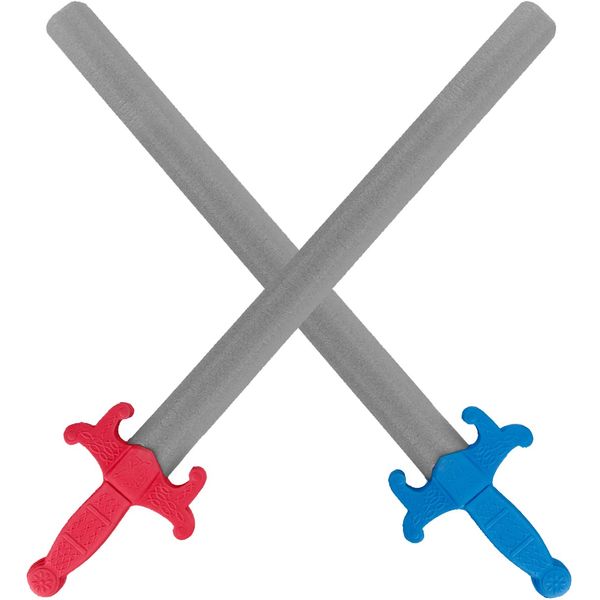 Liberty Imports 2 PCS Giant Foam Swords, Large 1:1 Scale Strong Toy Weapons, Kids Medieval Warrior Knights Pretend Play Safe Fighting Set - Red vs Blue (30 Inches)