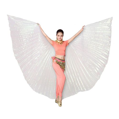 Nimiman Professional Dance Isis Wings Belly Dance Wings for Women with Sticks (White)