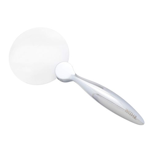 WITHit Office Rimless Magnifier, 3” D, Chrome – Desktop Magnifying Glass for Reading, 2.5X Magnifier with 5X Bubble, Alloy Zinc Handle with Chrome Finish