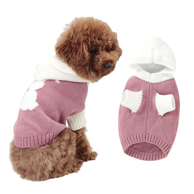 Hunde-Kapuzenpullover Winterpullover für kleine Hunde Haustier Süßer Kapuzenpullover Verdickte Welpenkleidung(82W971 Pink-XL)