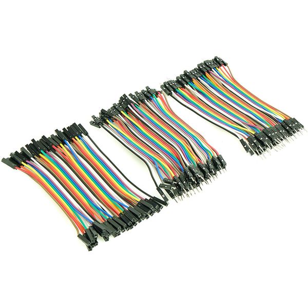 Paradisetronic.com 3x 40-pin Dupont Plug Connection/Jumper Cables, Socket-Socket, Socket-Plug, Plug-Plug, 10cm each (3-pack)