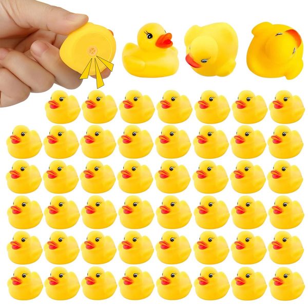 50Pcs Mini Bath Ducks Toys, Rubber Duck Bath Bulk Float Duck Baby Bath Toy for Shower Birthday Party Favors Gift Classroom Summer Beach Pool Party Games