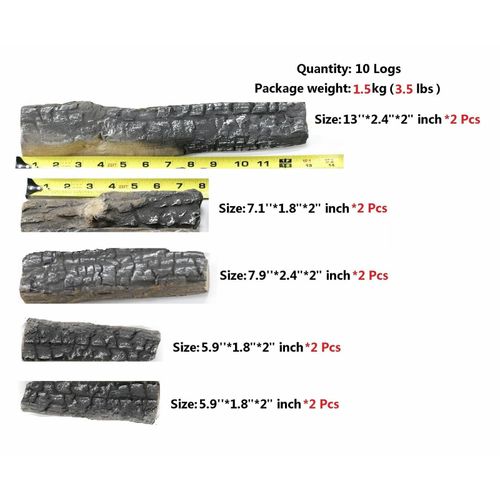 10PCS Ceramic Wood Gas Fireplace Log Set Imitation Wood Propane Firepit Logs