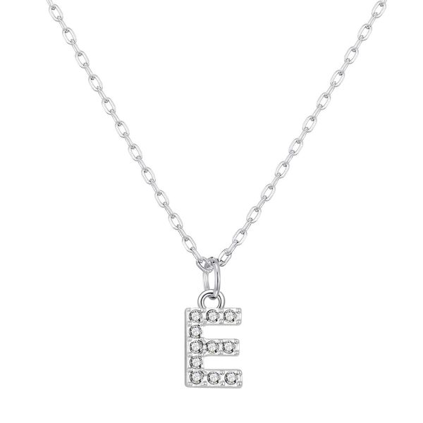 Philip Jones Pave Initial Necklace Letter E Created with Zircondia® Crystals
