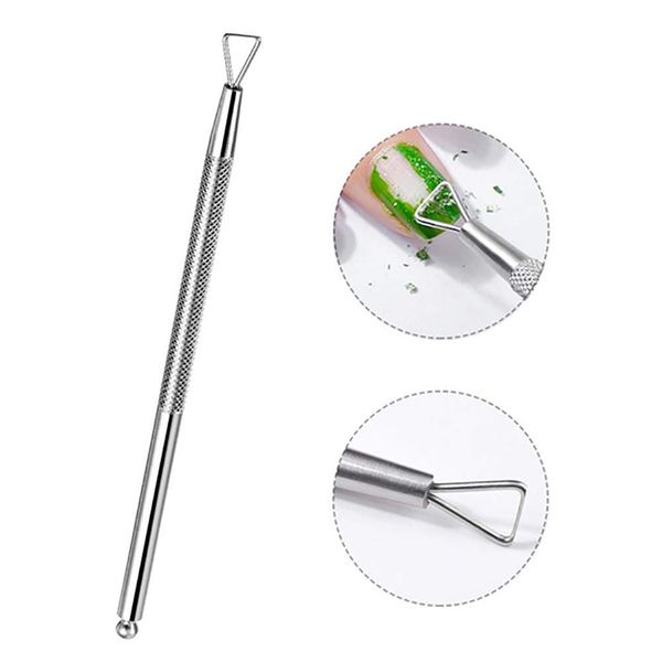 2Pcs Silver Nice & DeftCuticle Pusher Stainless Steel Nail Art Remover Tool Triangle Cuticle Peeler Scraper Remove Gel Nail Polish, Cuticle Pushers, Tools and Accessories