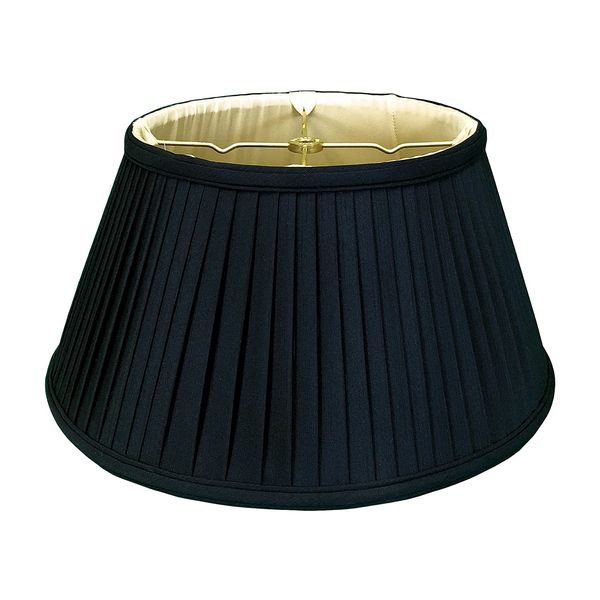 Royal Designs 6-Way / Side Pleat Basic Lamp Shade, Black/Gold, 9.5 x 15 x 8