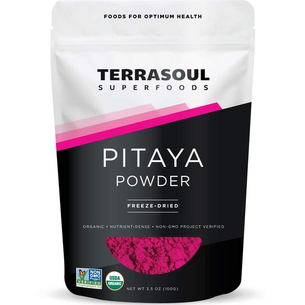 Terrasoul Superfoods Organic Freeze-Dried Pitaya Powder (Dragonfruit), 3.5 Oz - Vibrant Color | Antioxidants | Vitamin C