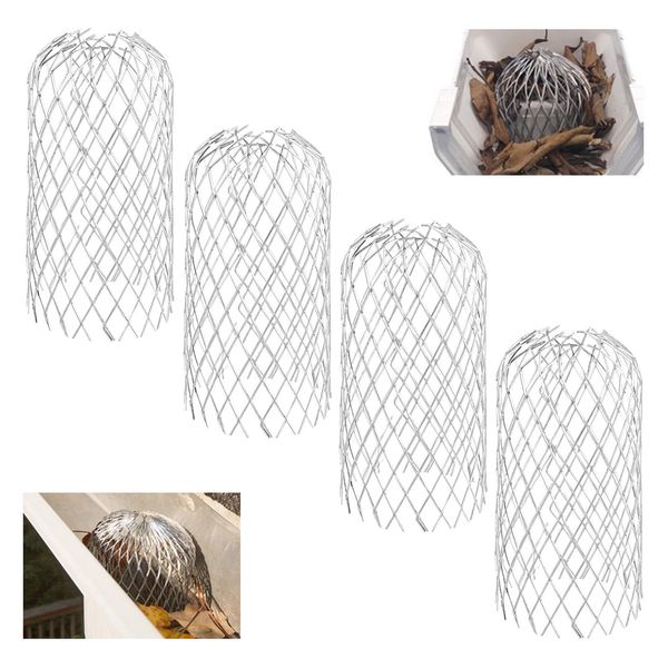 ACHANFLY 4 Pcs Gutter Mesh Guard Aluminum Gutter Leaf Guard Wire Gutter Guard Downpipe Expandable Drain Pipe Cover Gutter Traps for Downspout Debris Mud Moss and Leaves Muck