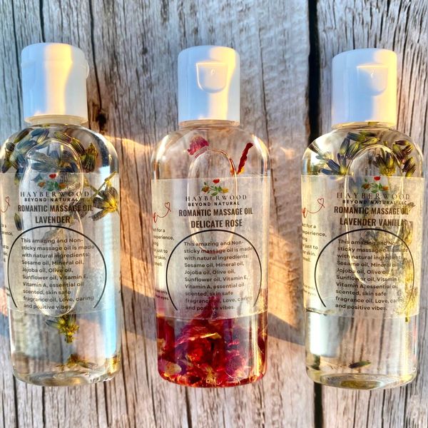 Set of 3 Romantic Massage Oil for Couples, Organic body Oil with Vitamin E and A