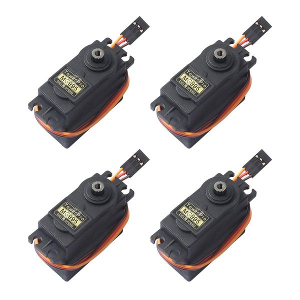 DEVMO 4PCS MG995 360°High Speed Torque Metal Gear Servo Motor Set Kit Compatible with Boat/RC Helicopter/Car/Airplane/Smart Robot/JR/Futaba