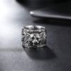 KnBoB Men Ring Retro Pattern Tiger Head Silver Ring Stainless Steel Size Z 1/2