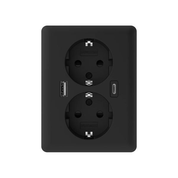 2USB easyCharge DUO USB AC Double Socket Outlet 18.0W/3.6A Matte Black (RAL9005)