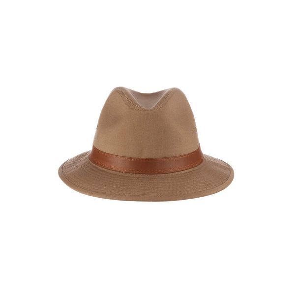 Dorfman Pacific Men's One-Piece Canvas Faux Leather-Trim Safari Hat,Bark,Large