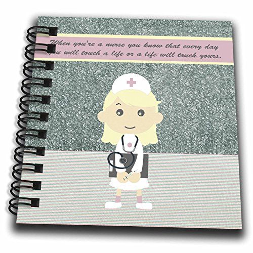 3dRose db_211528_3 Touch A Life, Cute Nurse with Blond Hair-Mini Notepad, 4 by 4"