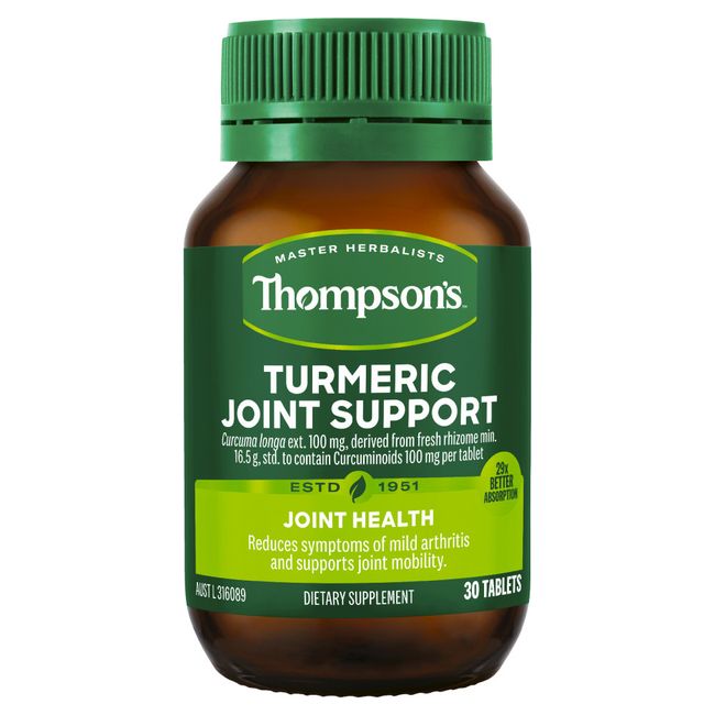 Thompson's Turmeric Joint Support 30 Tablets Arthritis Relief Curcumin Vegan