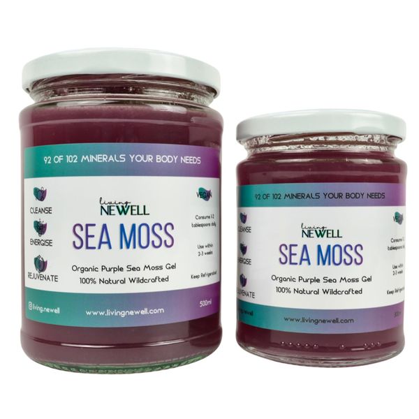 Sea Moss Gel (Purple) 300/500ml | Organic Natural and wildcrafted in St Lucia | Containing Essential Vitamins and Minerals | Irish sea Moss Gel | Vegan superfood