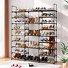9-Tier Shoe Rack - Black, Large Size, Adjustable, Stackable & Easy Assembly