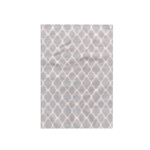 3D Rose Quatrefoil Pattern Grey and Blush Pink TWL_185471_1 Towel, 15" x 22", Multicolor