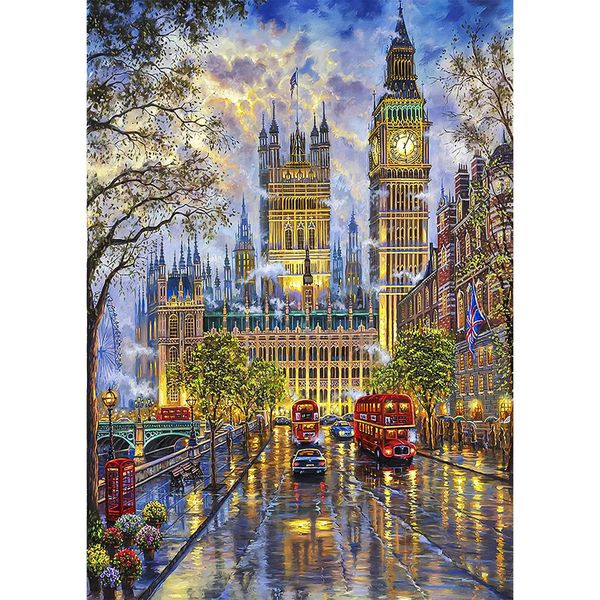 AIRDEA 5D DIY London Street Big Ben Diamond Art Painting Kits, Full Drill for Adults Rhinestone Embroidery Crystal Arts Crafts, Canvas Painting by Numbers as Home Wall Decor 12x16inch